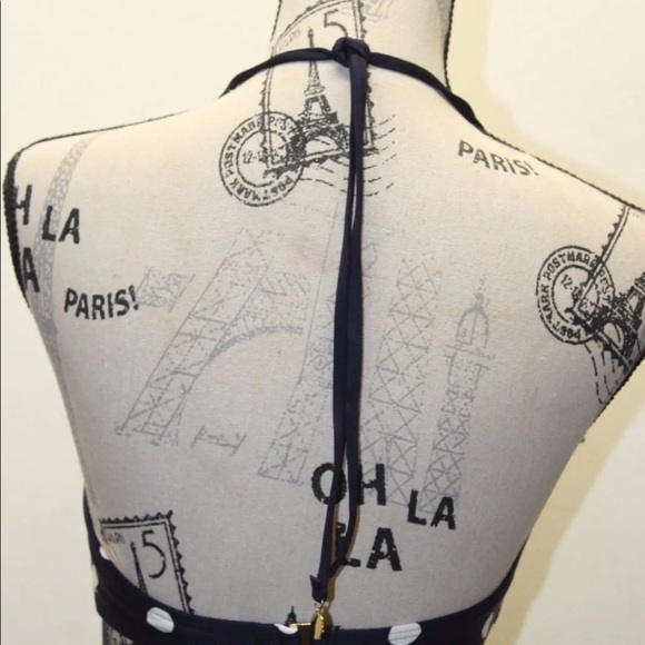 New Kate Spade Polka Dots Navy Blue Women Swim Suit Bikini Top Medium - Picture 5 of 9